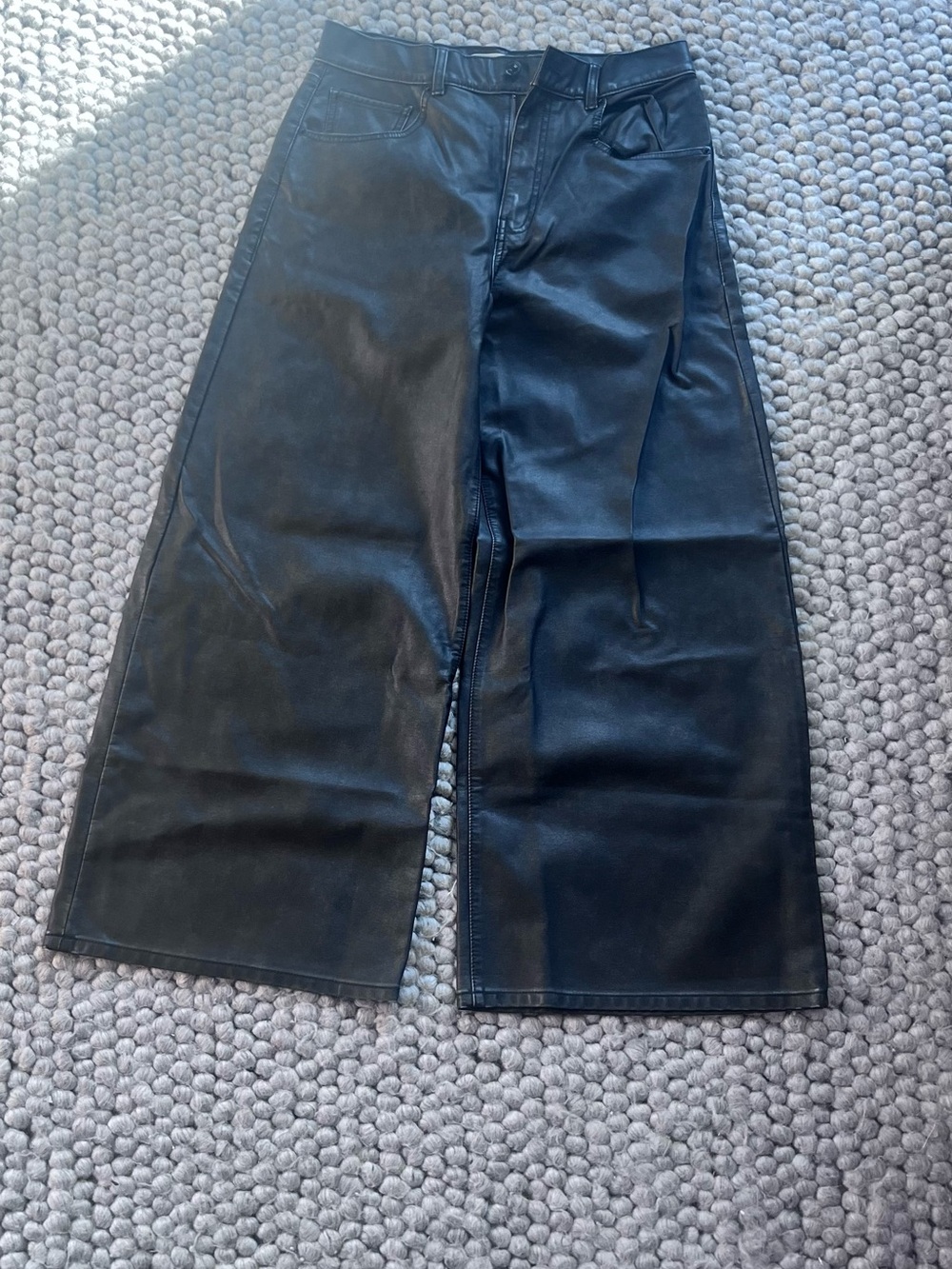 We The Free black faux leather wide leg cropped pants